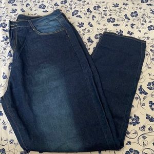 Navy blue faded jeans